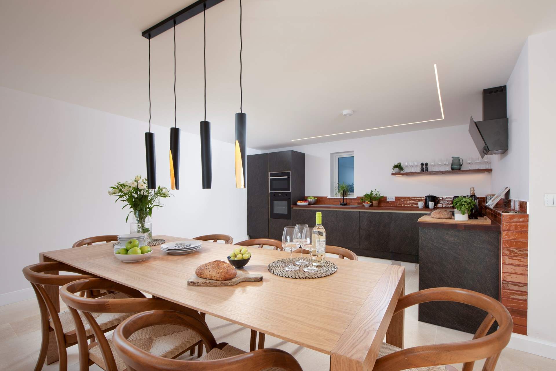 Gather together around the dining-table.