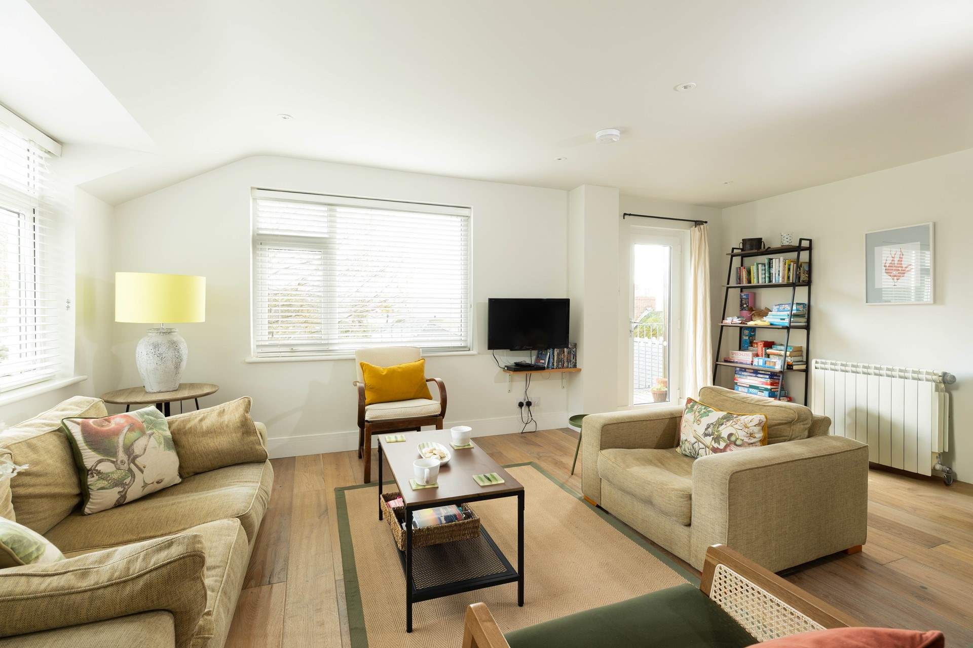 The TV will provide entertainment after a busy day.