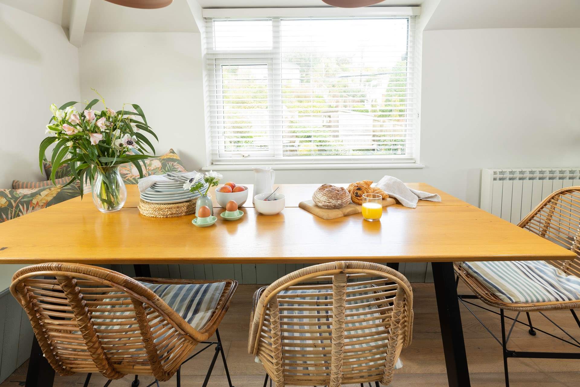 There's plenty of space around the dining-table for everyone.