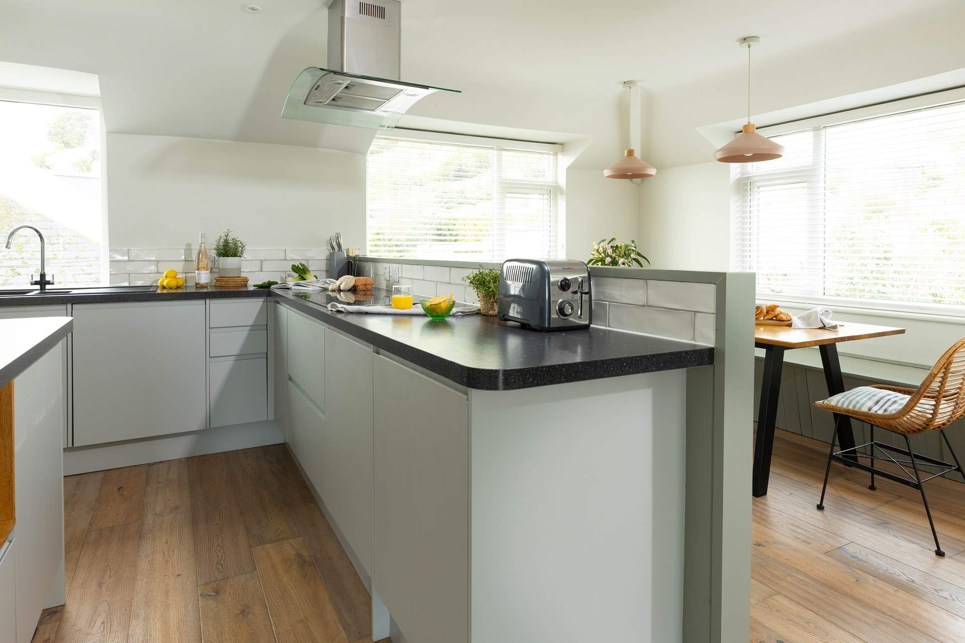 The stylish open plan living space is on the first floor.