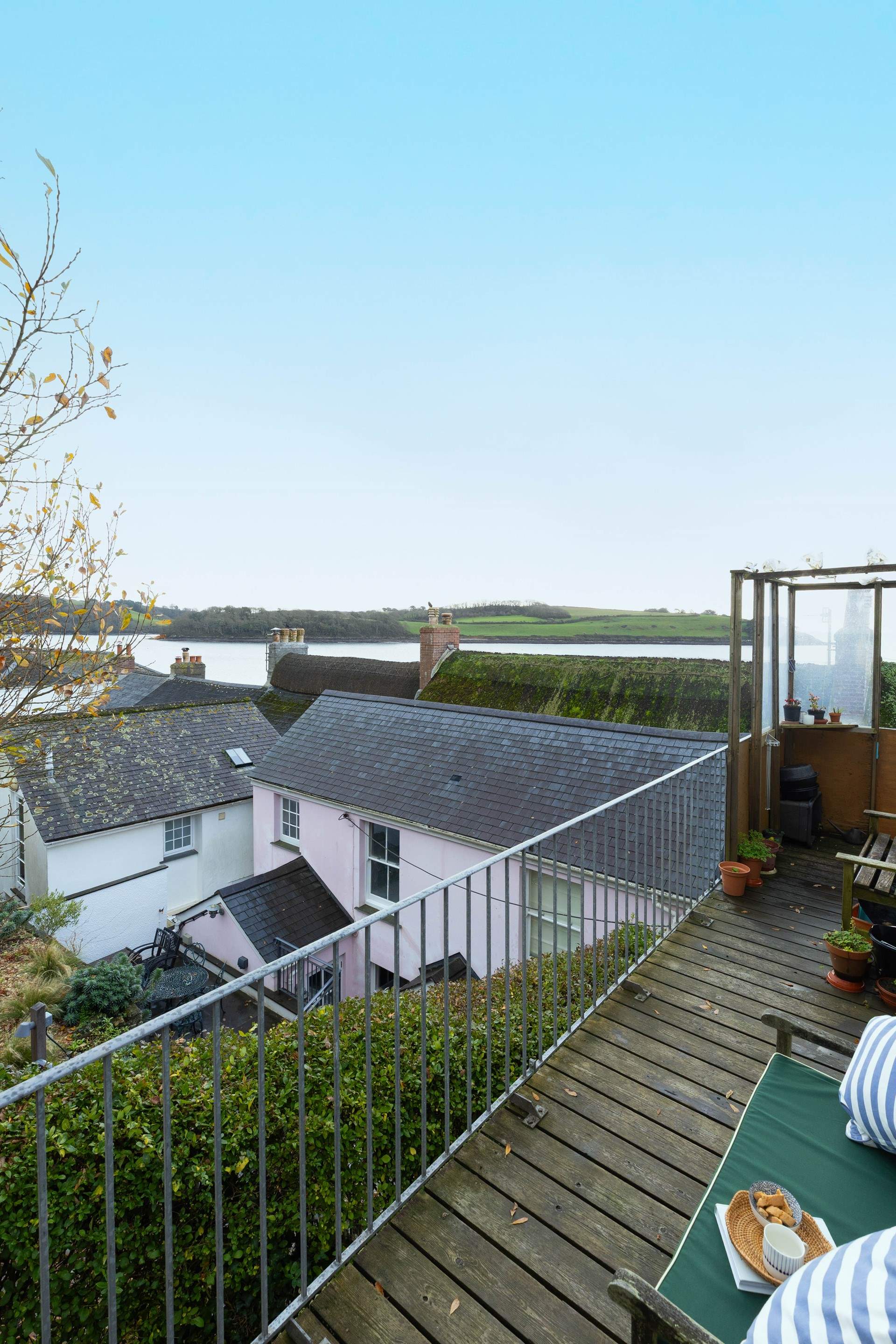 Enjoy holiday treats with a view from the first floor balcony.