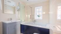 Enjoy a long soak in this deep bath.