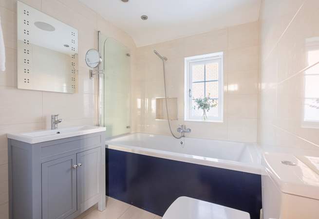 Enjoy a long soak in this deep bath.