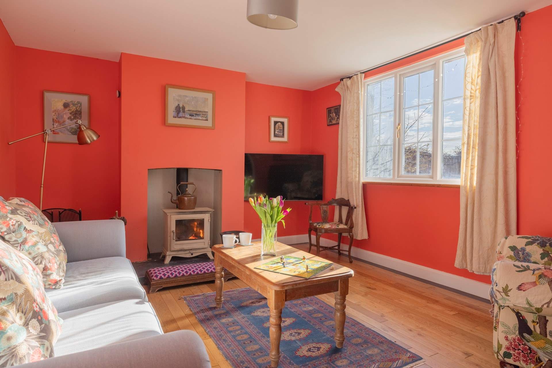 Enjoy fireside moments with a good book or play board games.