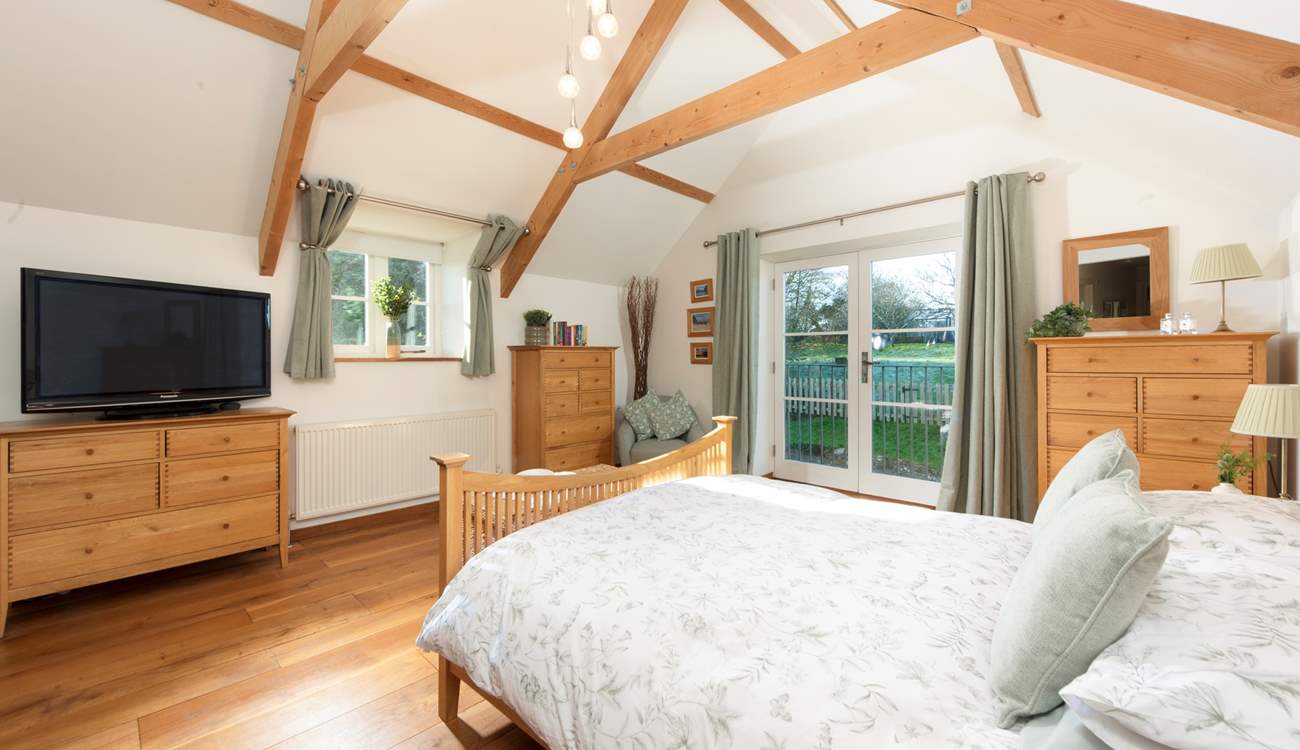 There is a choice of five beautiful bedrooms at Higher Trevorder Farmhouse.
