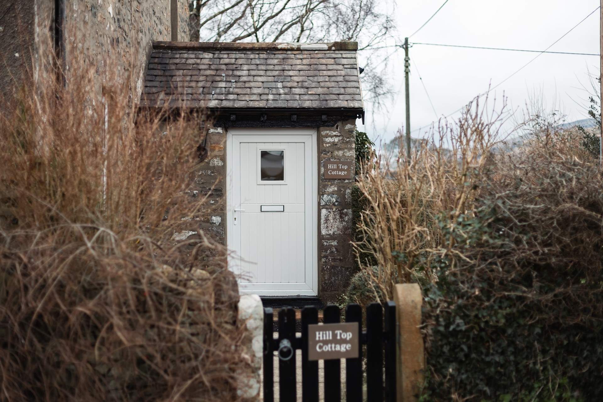 The front door to picturesque Hill Top Cottage. 