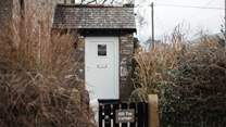 The front door to picturesque Hill Top Cottage. 