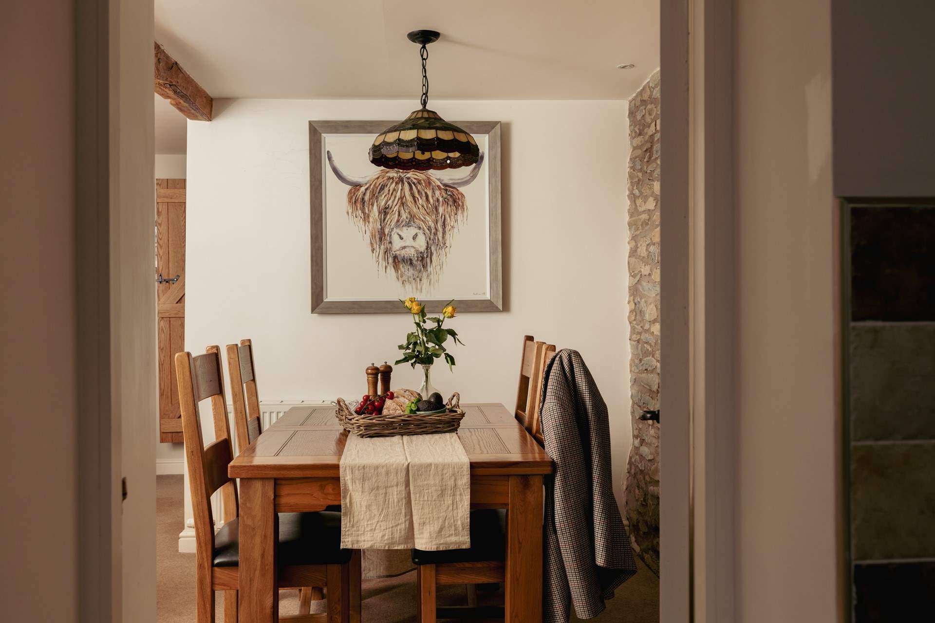 The curious cow is a perfect dining companion. 