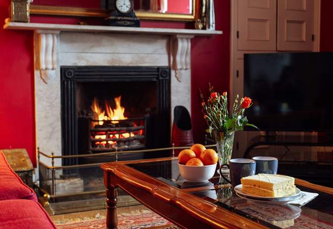 Curl up in front of the fire and enjoy holiday treats.