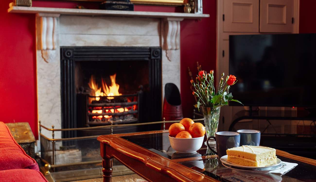 Curl up in front of the fire and enjoy holiday treats.
