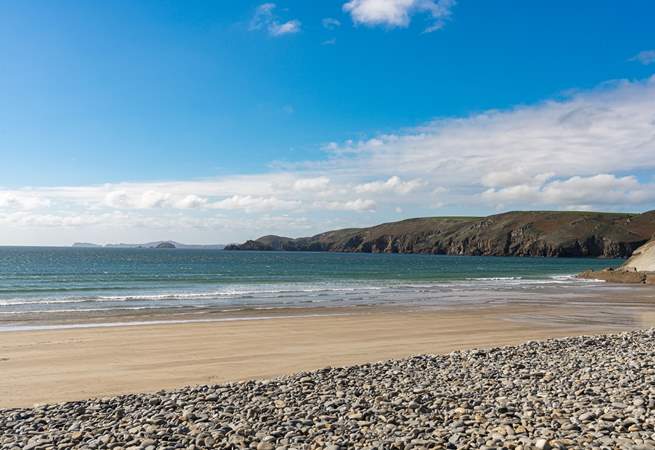Spectacular Newgale beach, great for surfers and beachcombers. 