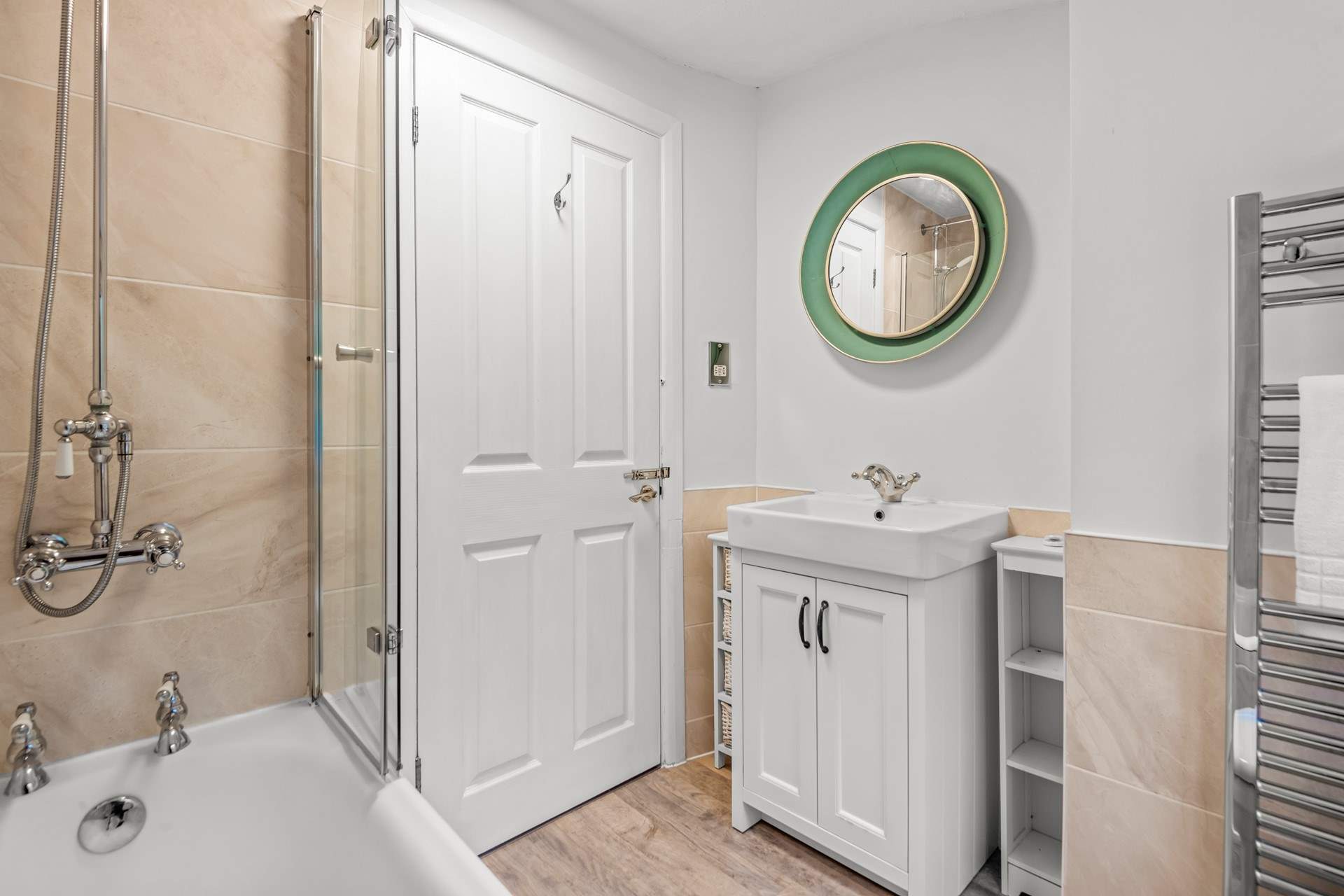 The family bathroom is centred on the first floor to offer all guests easy access.