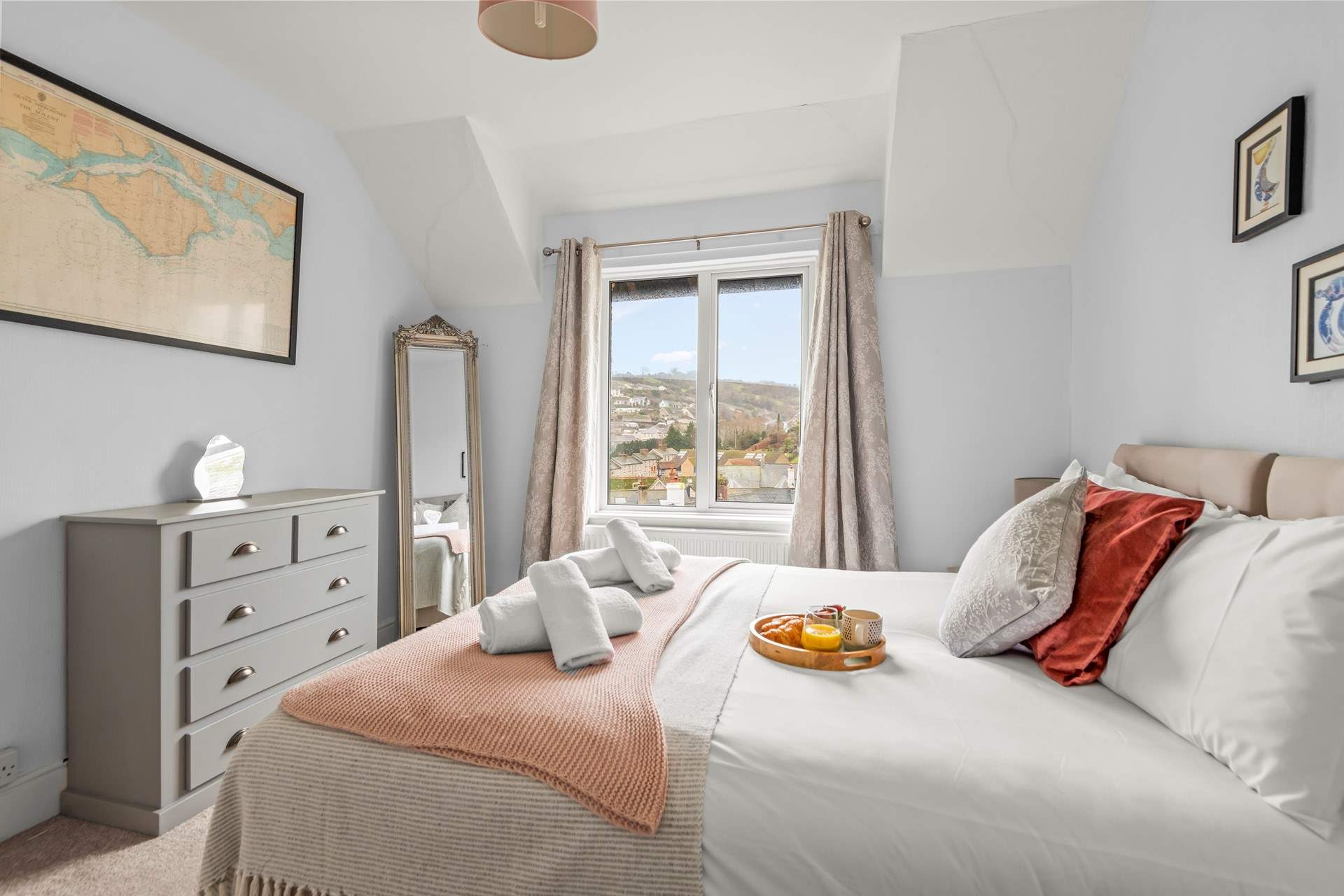 Bedroom 1 has fabulous views out over Beer.