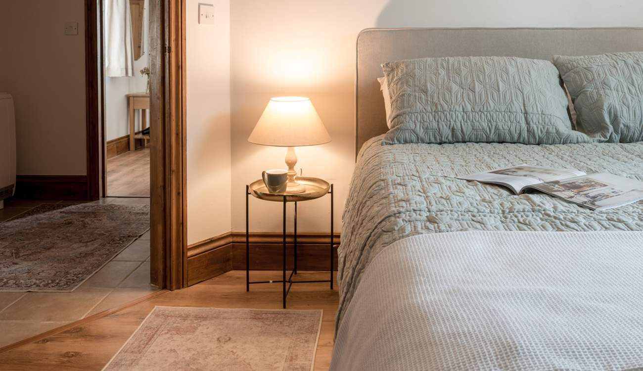 The second bedroom is another haven of calm with a wonderful king-size bed and super soft linen. A good night's sleep is all but guaranteed.