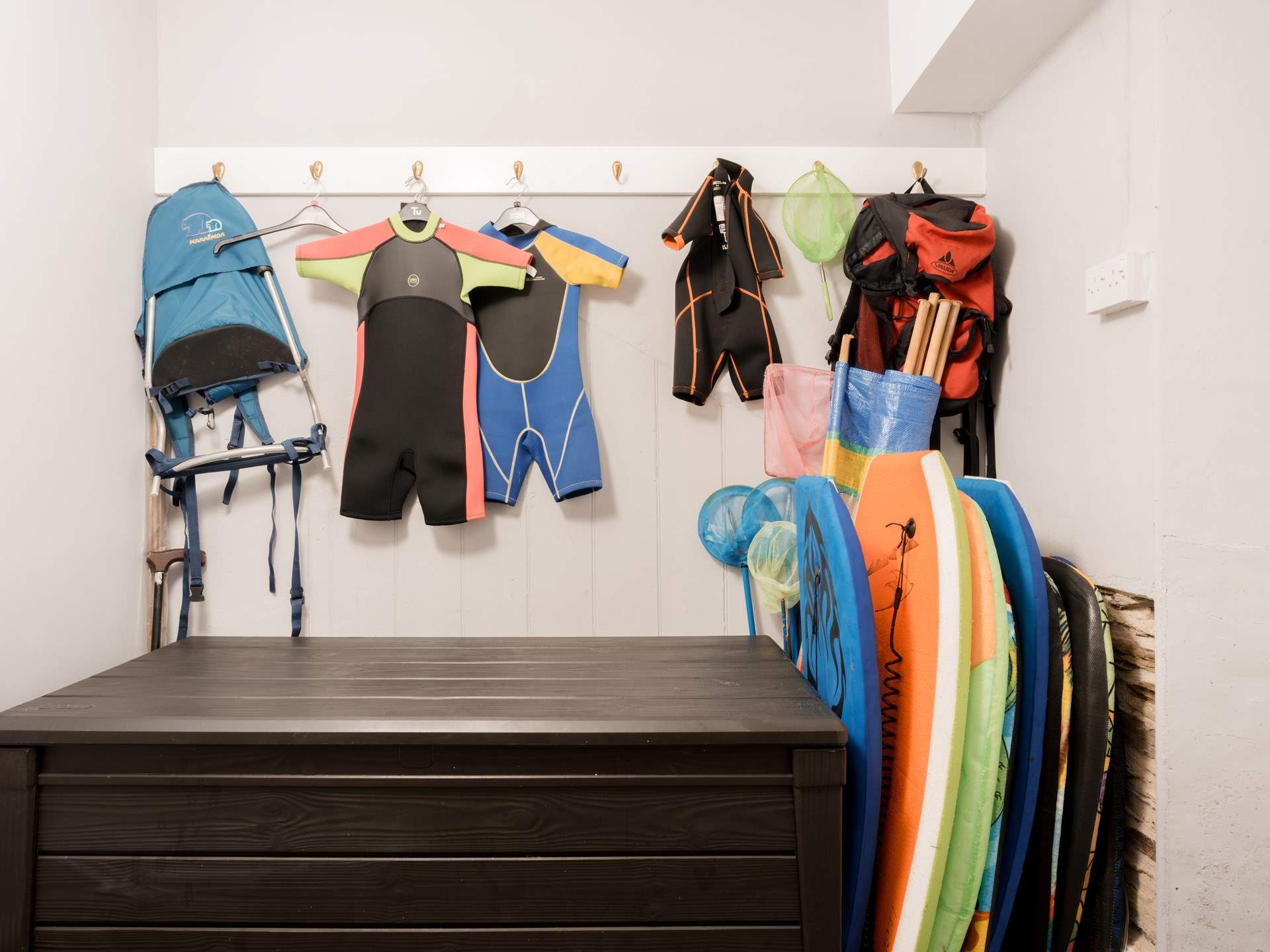 When it's time to head to the beach you'll find plenty of beach gear stored at the back of the house.