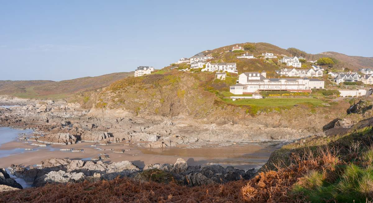 Looking back over to Mortehoe with Barricane House just over the brow of the hill.