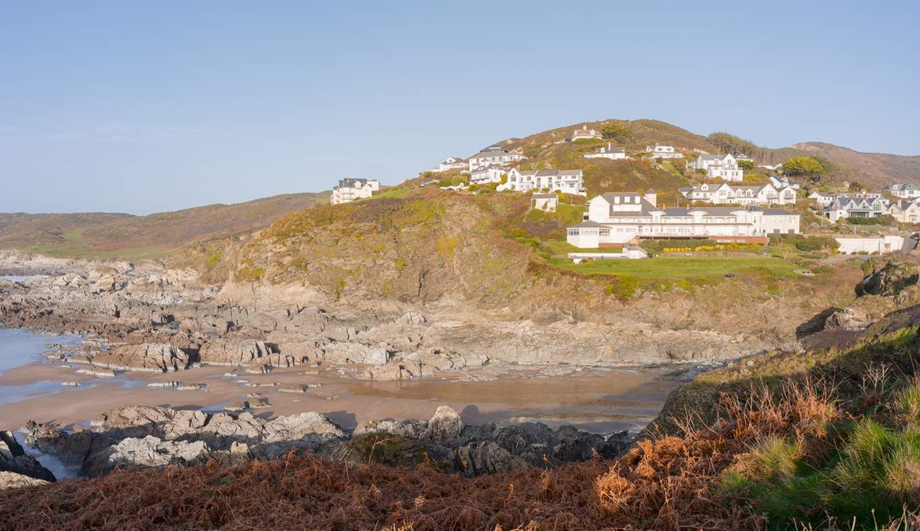 Looking back over to Mortehoe with Barricane House just over the brow of the hill.
