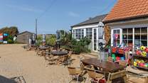 Just a few doors down from Dormy House enjoy a hearty breakfast right on the beach.