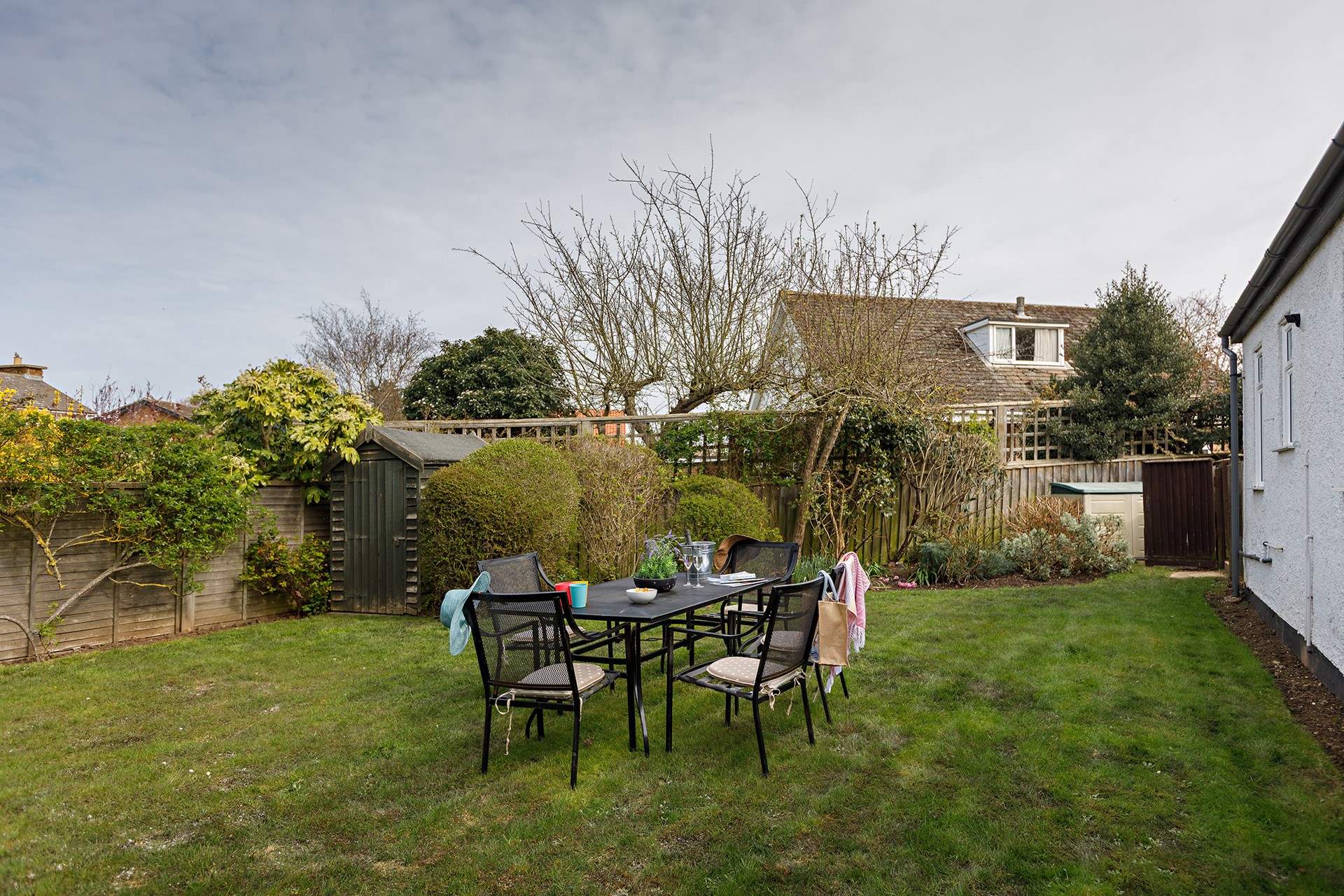 The enclosed garden is perfect for al fresco dining.