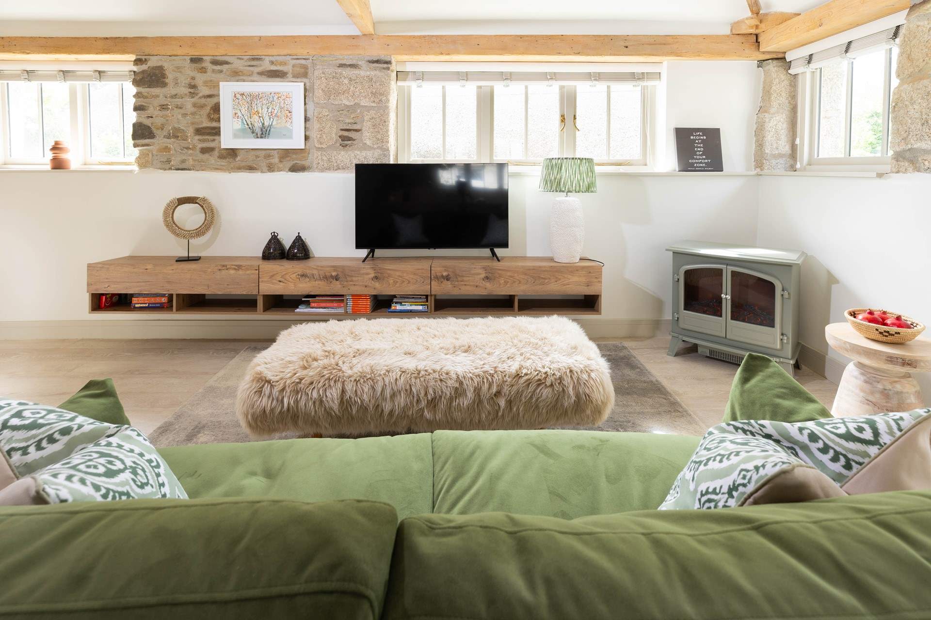 Kick back and relax on the squishy sofa. 