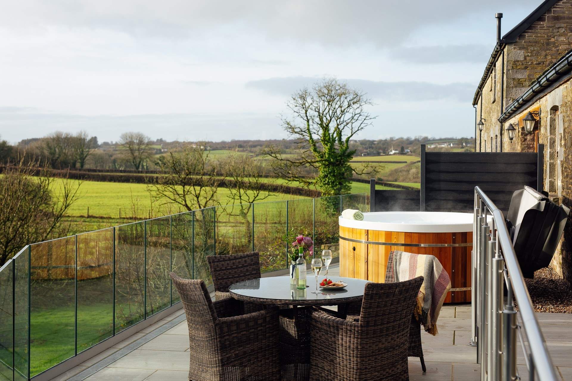 The warm and bubbly hot tub is waiting. 