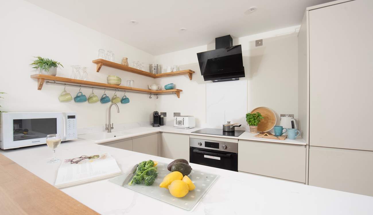 A stylish kitchen with modern fittings and everything you need for your stay.