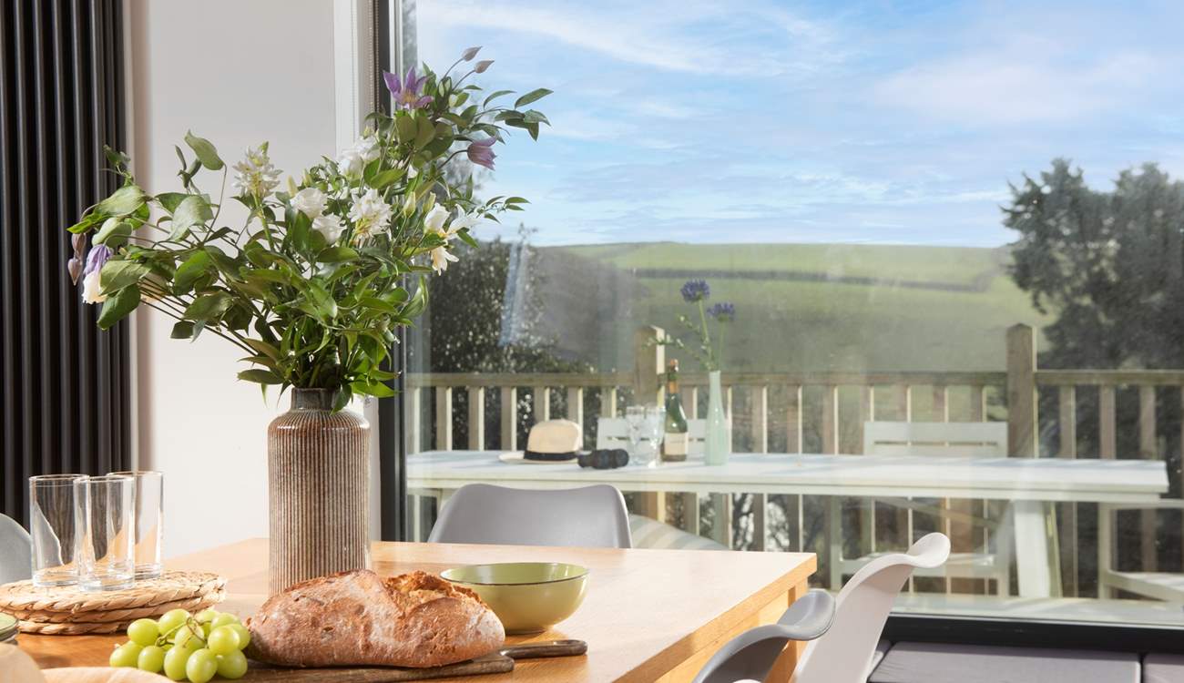 Dining inside or out, you can enjoy the views of the countryside.