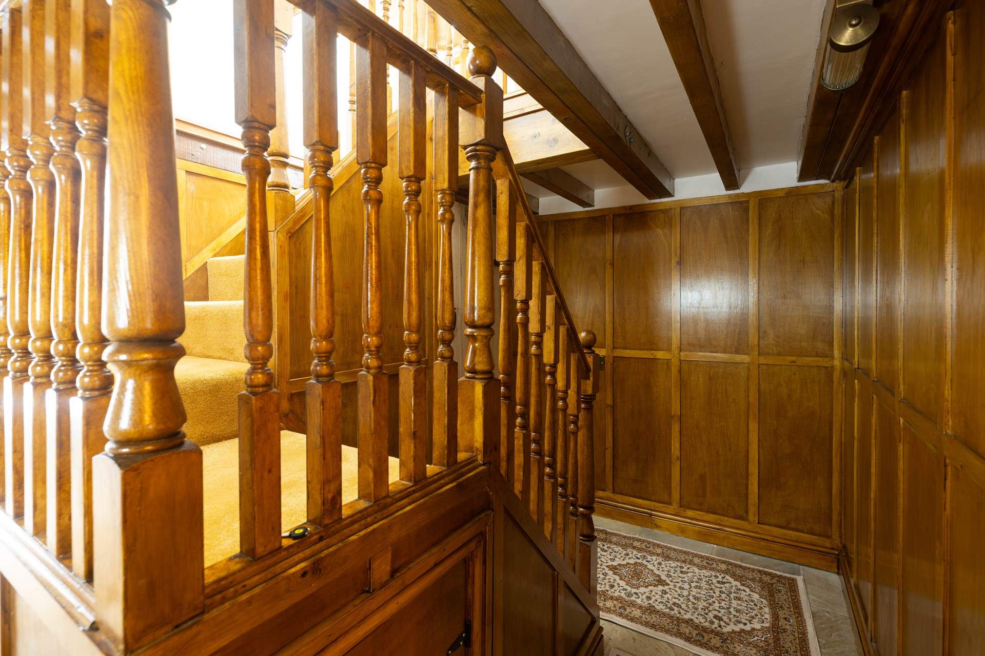 The beautiful panelled entrance hall. 
