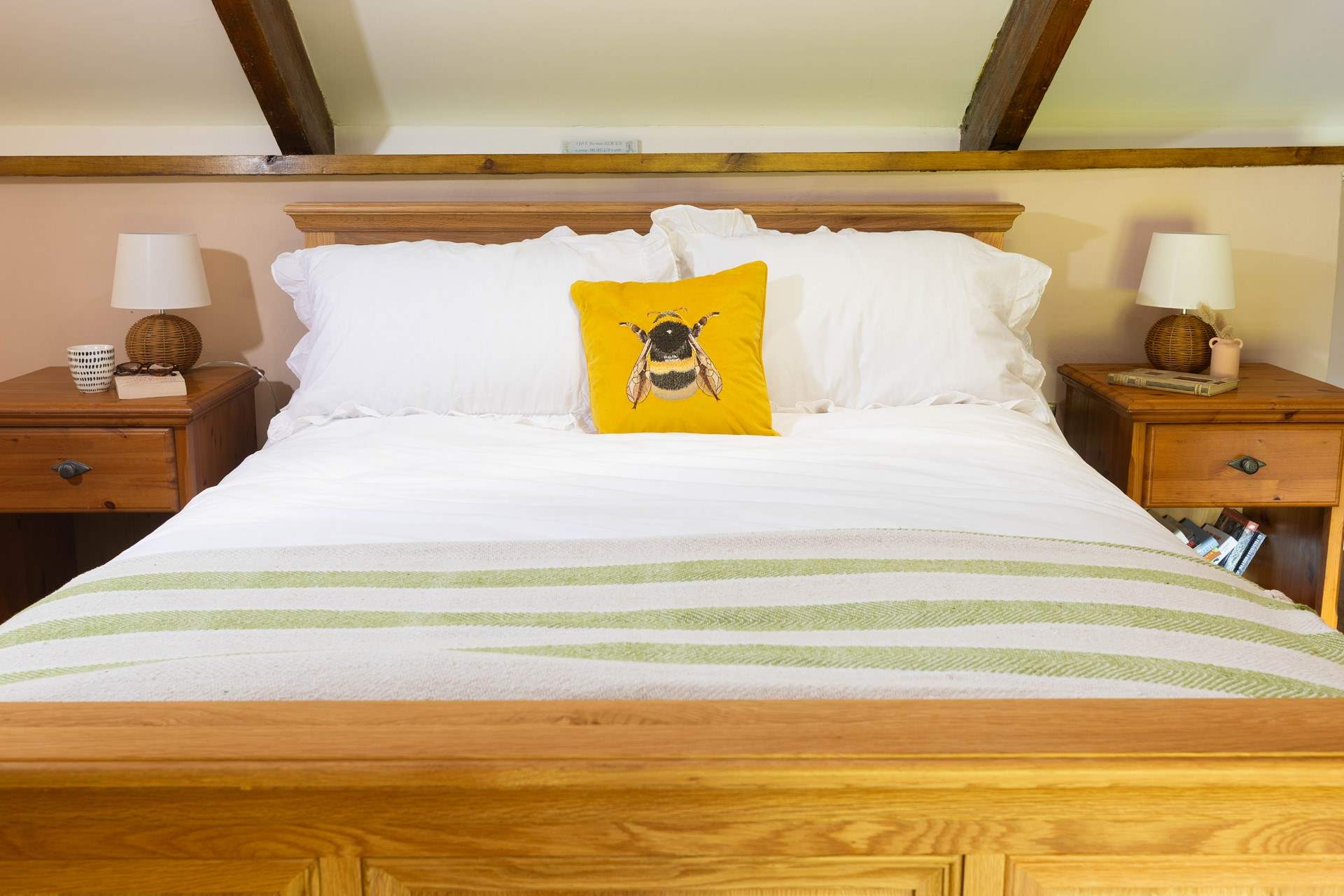 This bedroom has a sumptuous bed. 