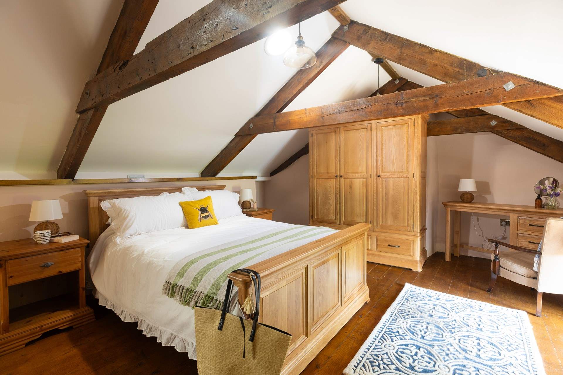 This large bedroom is just lovely, please take care on the low beams. 
