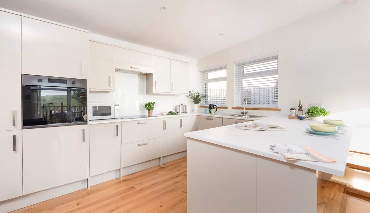 Cook up holiday feasts in the stylish kitchen.