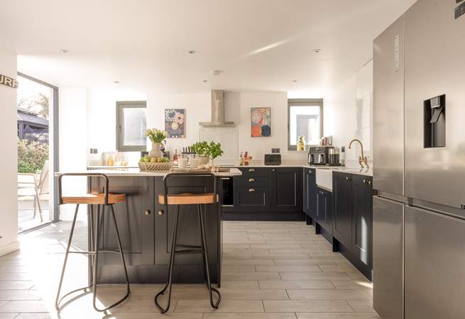 The kitchen is equipped so the chef of the family can cook up a delight.