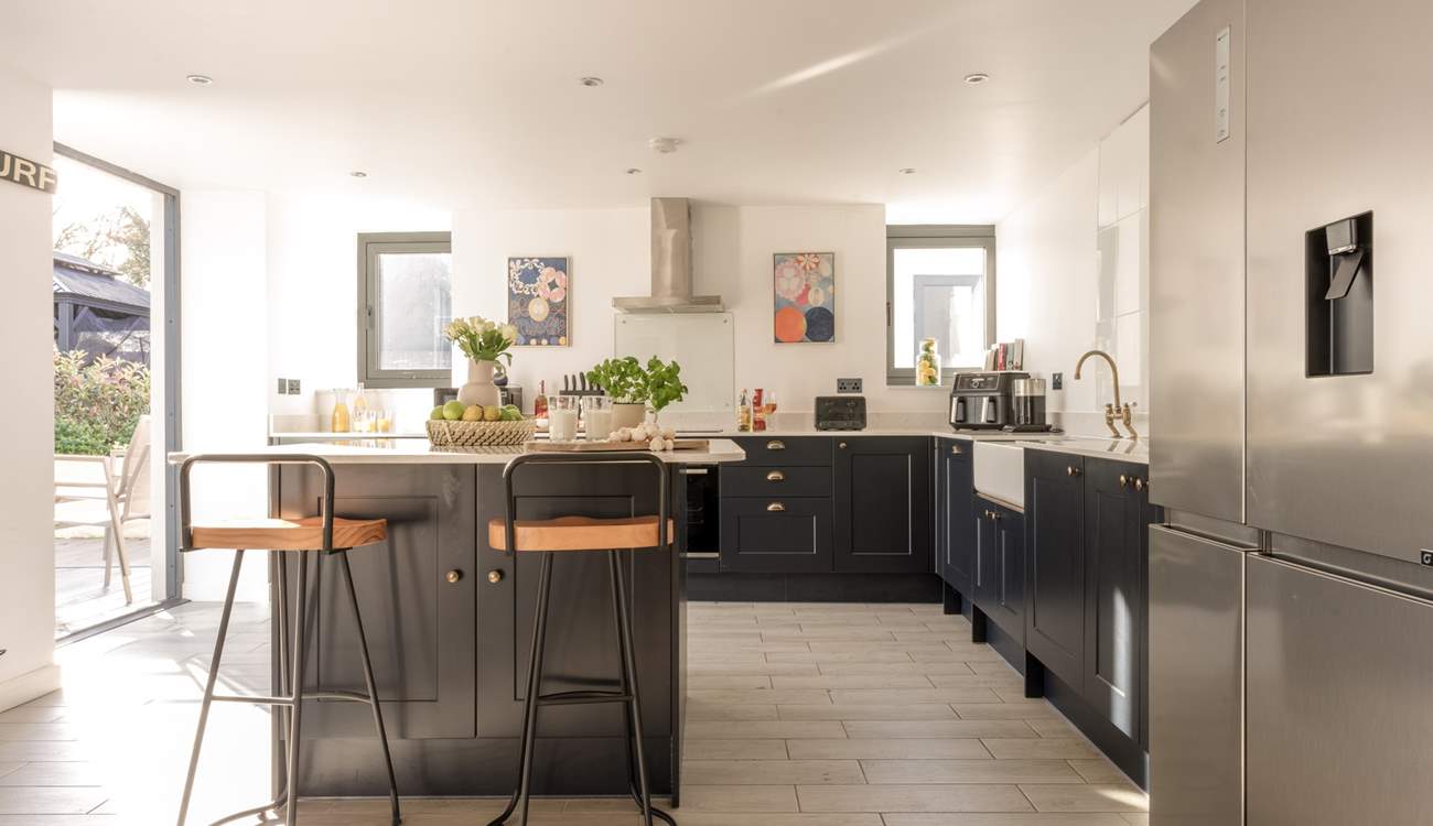 The kitchen is equipped so the chef of the family can cook up a delight.