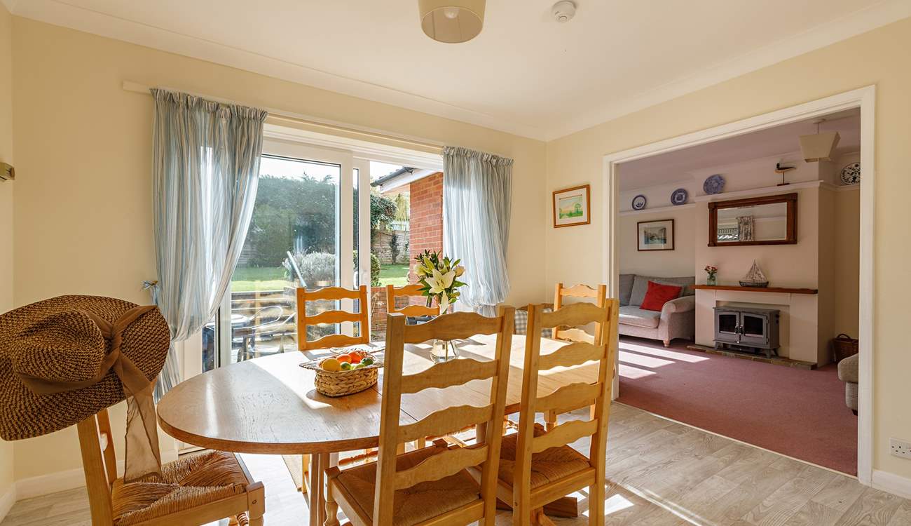 Enjoy supper indoors or out, especially on sunny days.