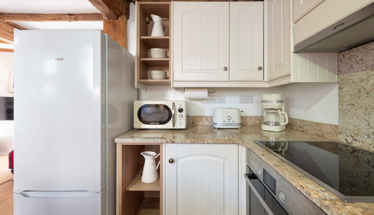 The kitchen has everything you need for your stay at 1 Chapel Cottage.