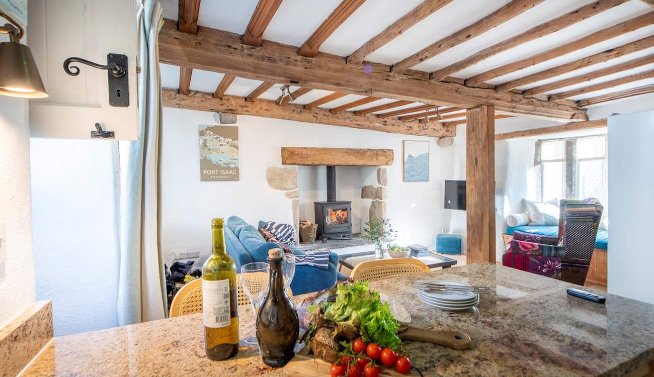 The heart of the cottage where the exposed beams make a cosy and warm atmosphere.