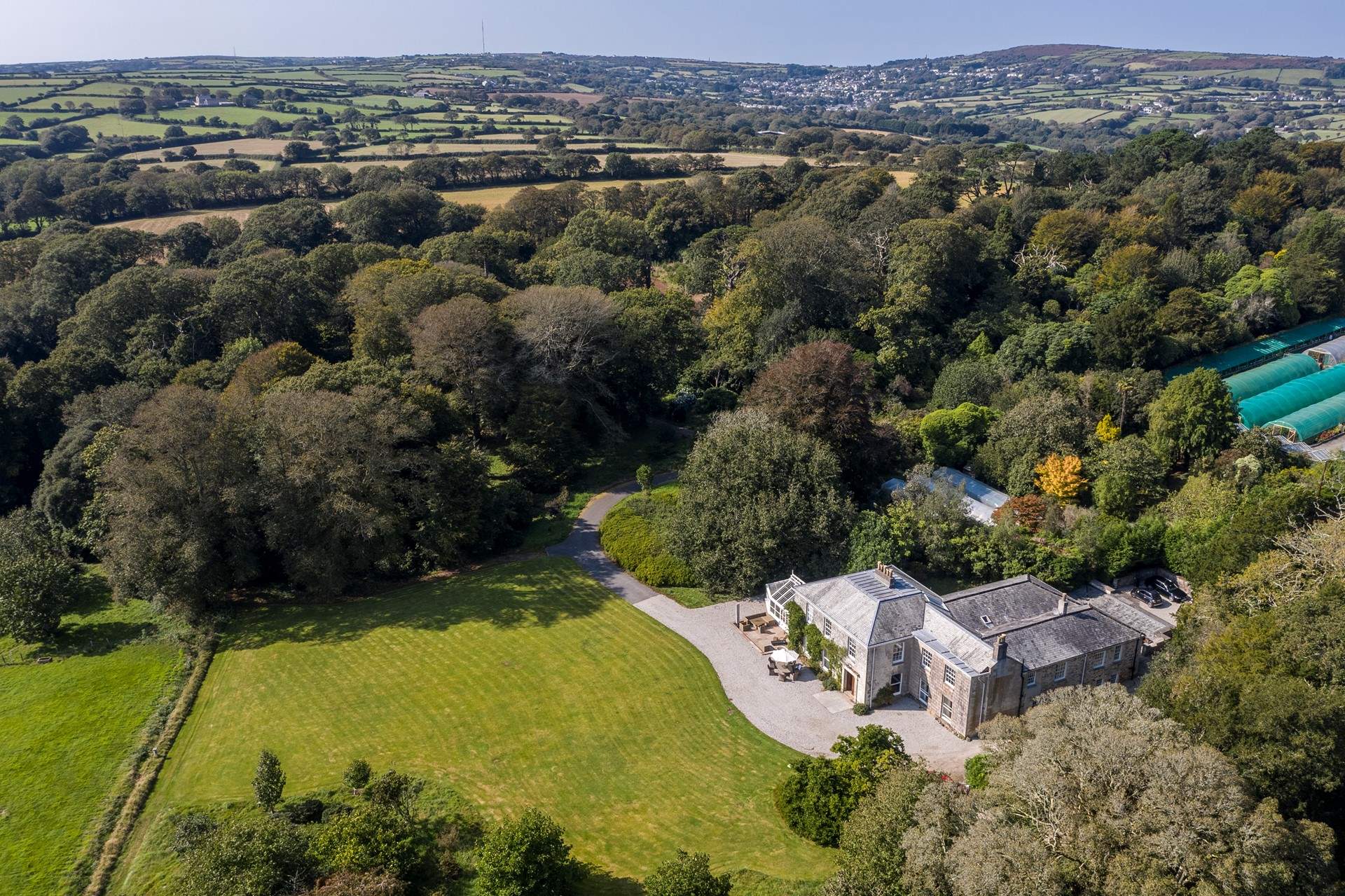 A view of the main Burncoose House in the estate.