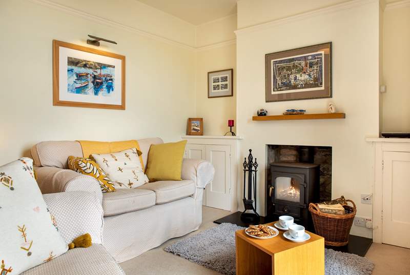 The perfect spot to sit with a calming cup of tea (the wood burner is decorative only).