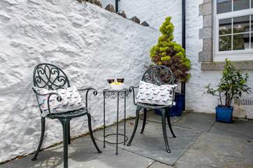 The sheltered courtyard is where you enter the property.