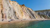Alum Bay is accessed only by steps, chairlift or boat.