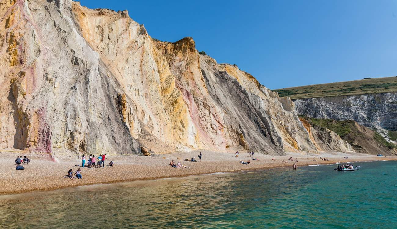 Alum Bay is accessed only by steps, chairlift or boat.