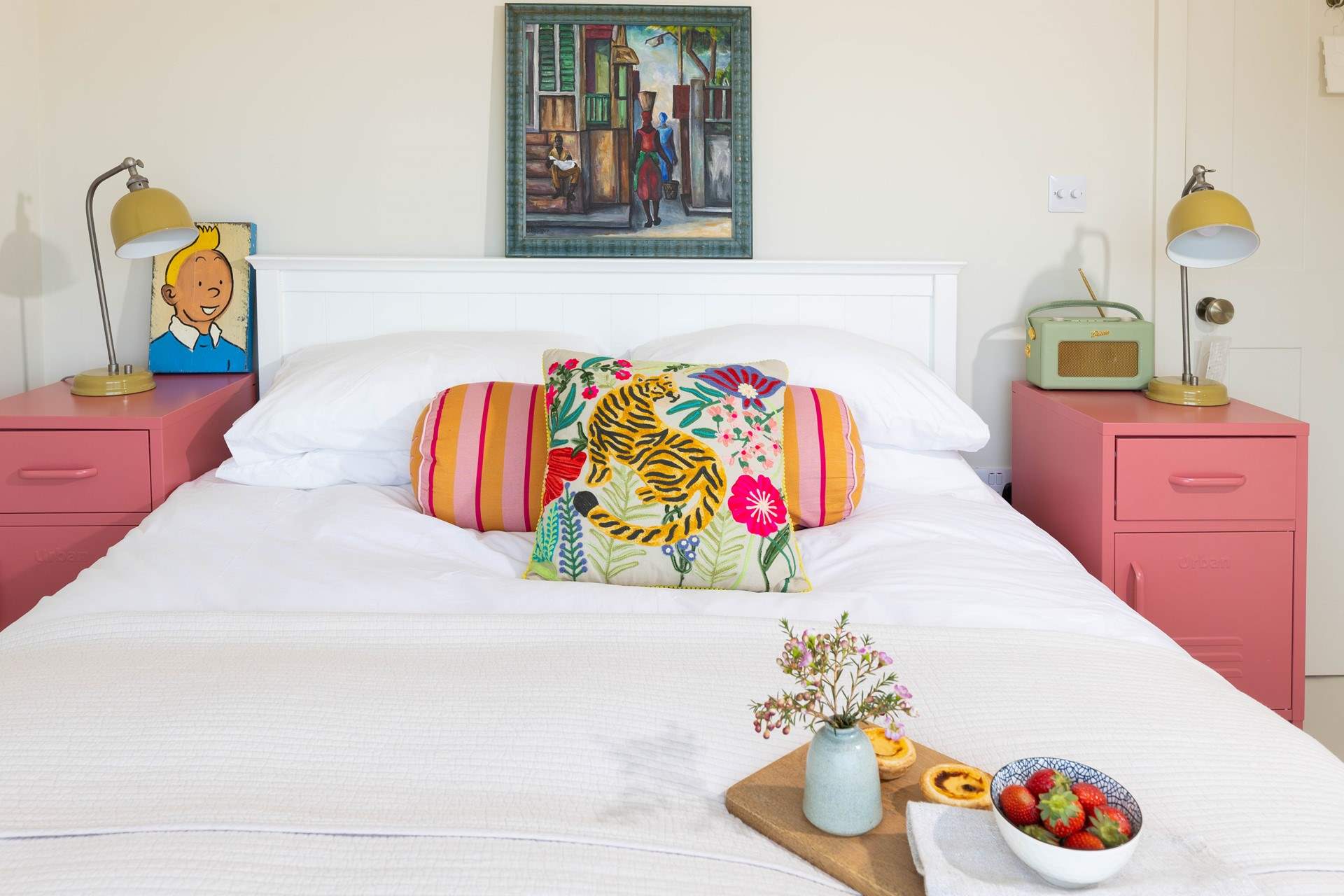 Quirky, fun furnishings welcome you. 