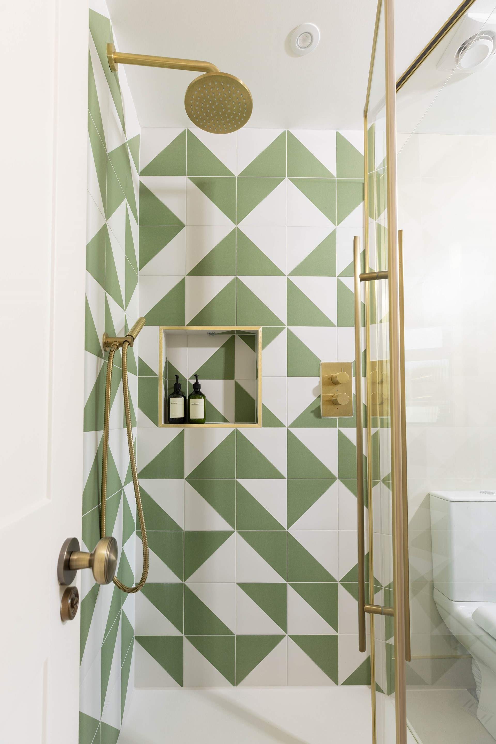 The stylish shower cubicle in the family bathroom. 