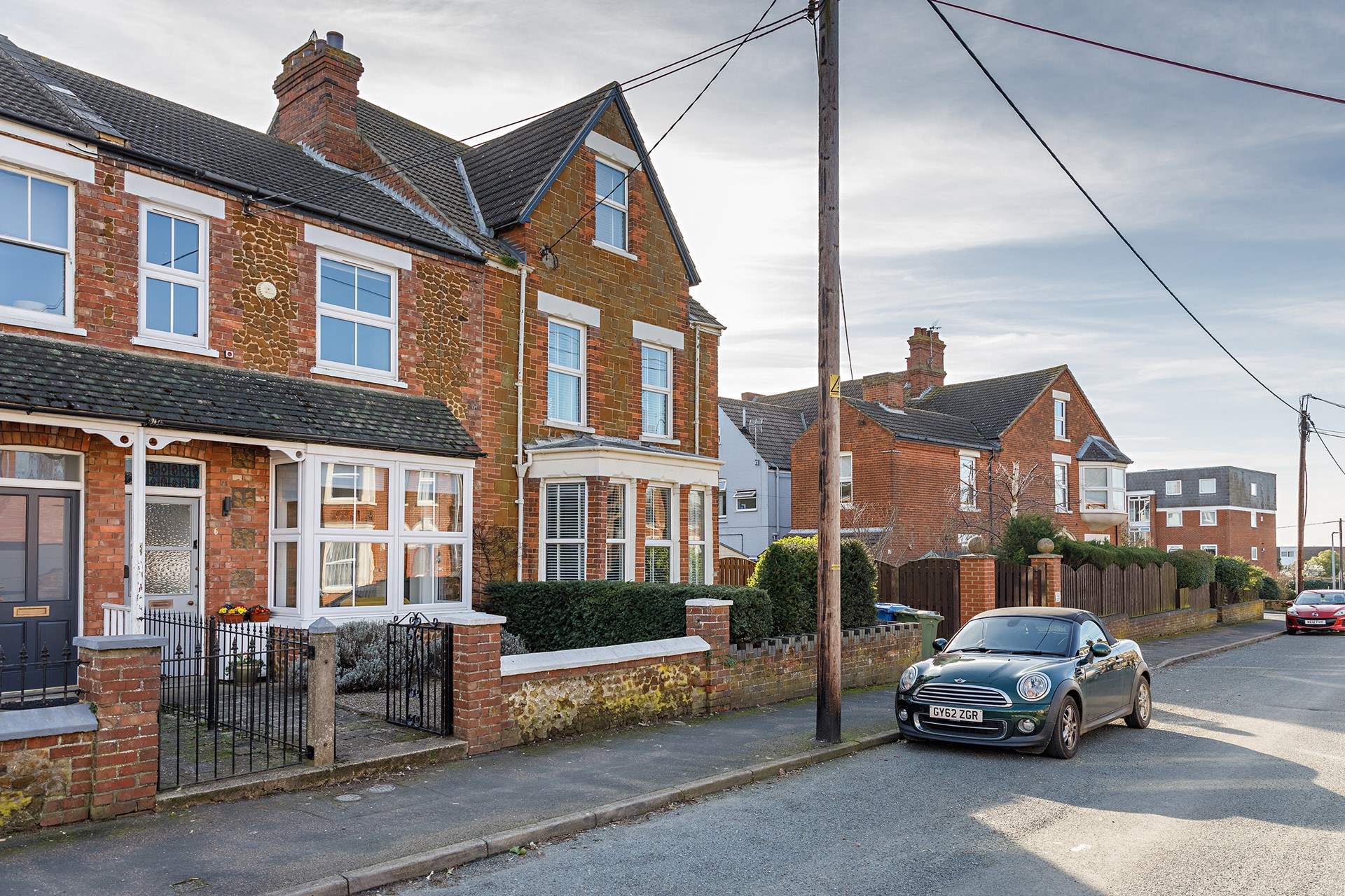 Plenty of roadside parking and a short stroll to the sea front.
