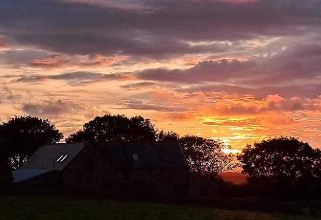 The spectacular colours of sunset. Y Beudy offers the perfect place for stargazing. 