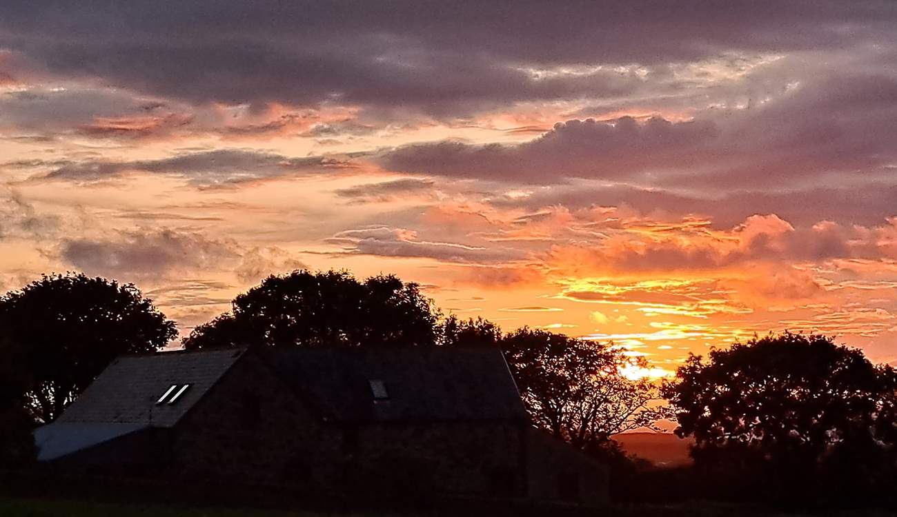 The spectacular colours of sunset. Y Beudy offers the perfect place for stargazing. 