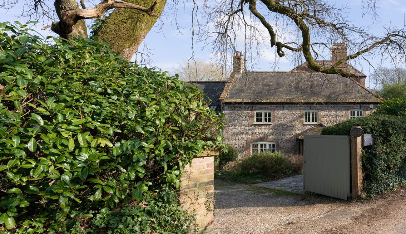 The entrance to Oak Tree House is just at the start of the private road. The double gates provide lots of privacy and security.