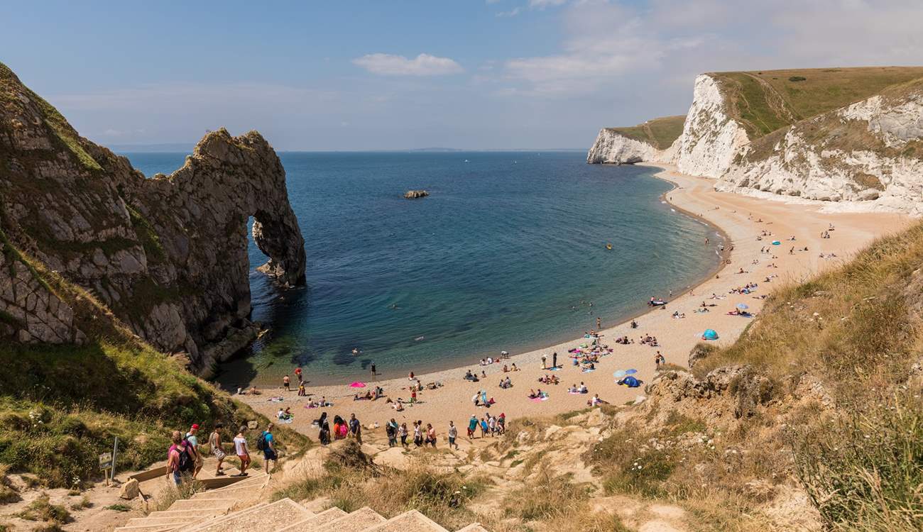 One of Dorset's most iconic landmarks, Durdle Door, is just 30 minutes along the coast.