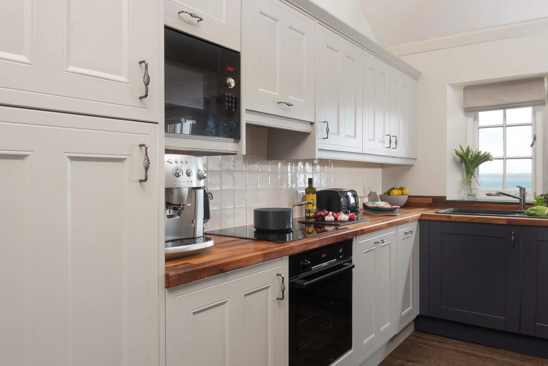 The sea sitting beside you whilst cooking up a feast.