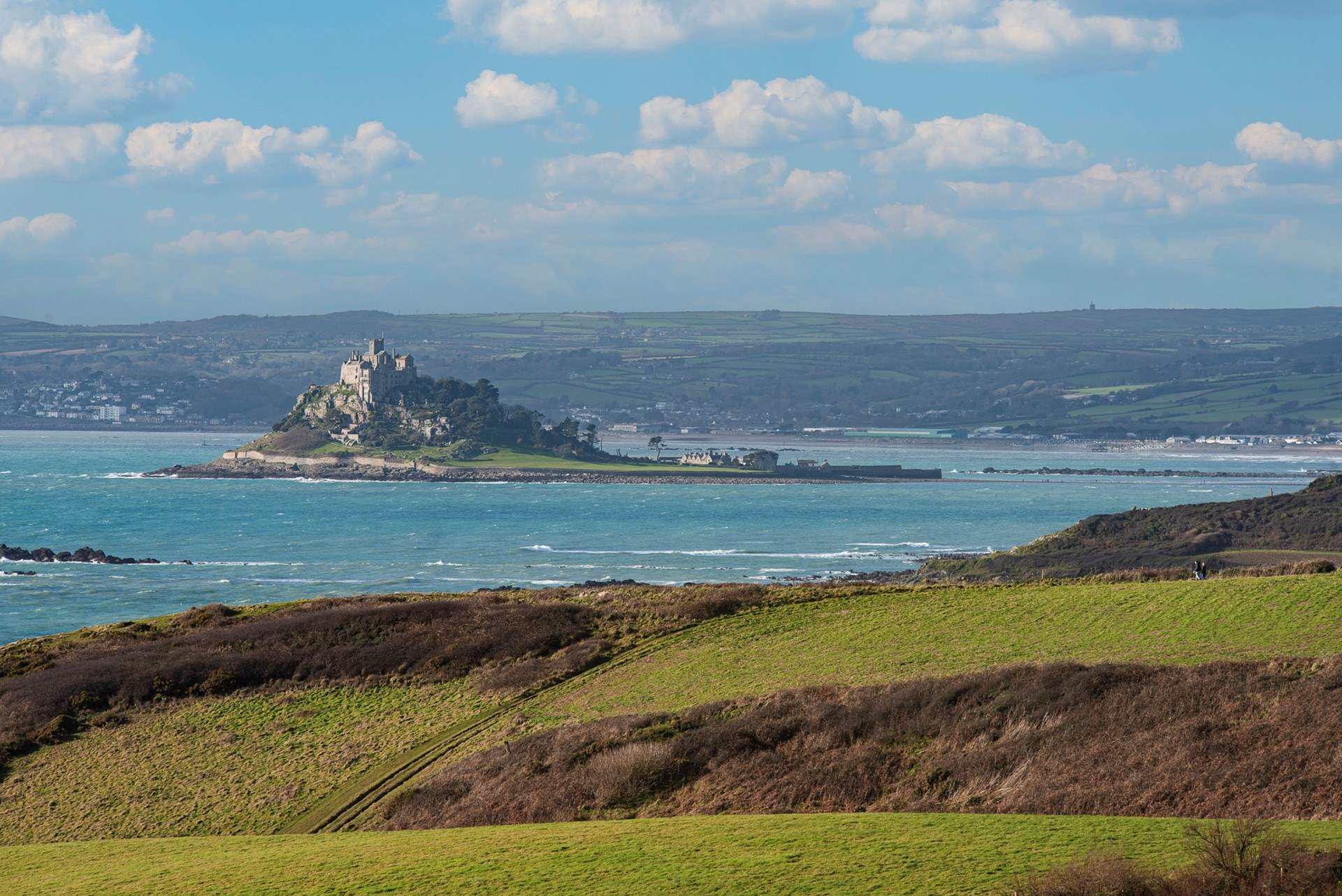 The view of majestic St Michael's Mount taken from the communal gardens.